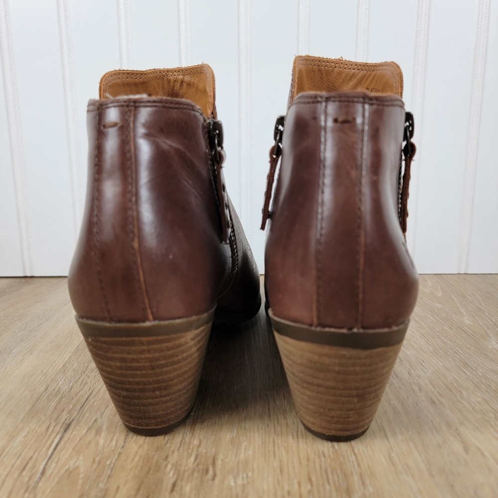 Frye Judith Brown Leather Double Zip Ankle Boots - Picture 4 of 10